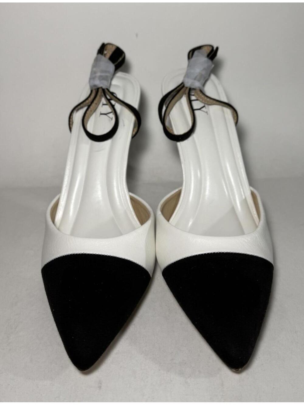 Pointed Toe Ankle Strap Heels Pumps Faux Leather White Black